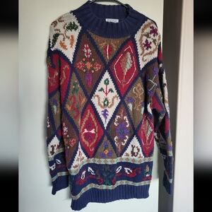 Vintage Chunky Knit  Embroidered Sweater